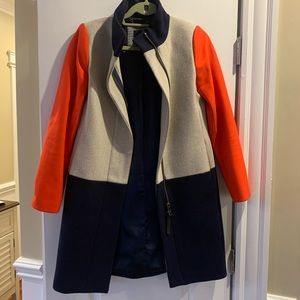 J Crew Unique Fashion Red Gray Navy Peacoat Great Condition Size 0